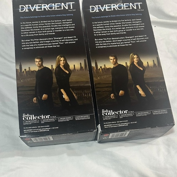 2014 Divergent Movie Tris & Four Barbie Doll Set Black Label Collector NIB HTF - Picture 3 of 5